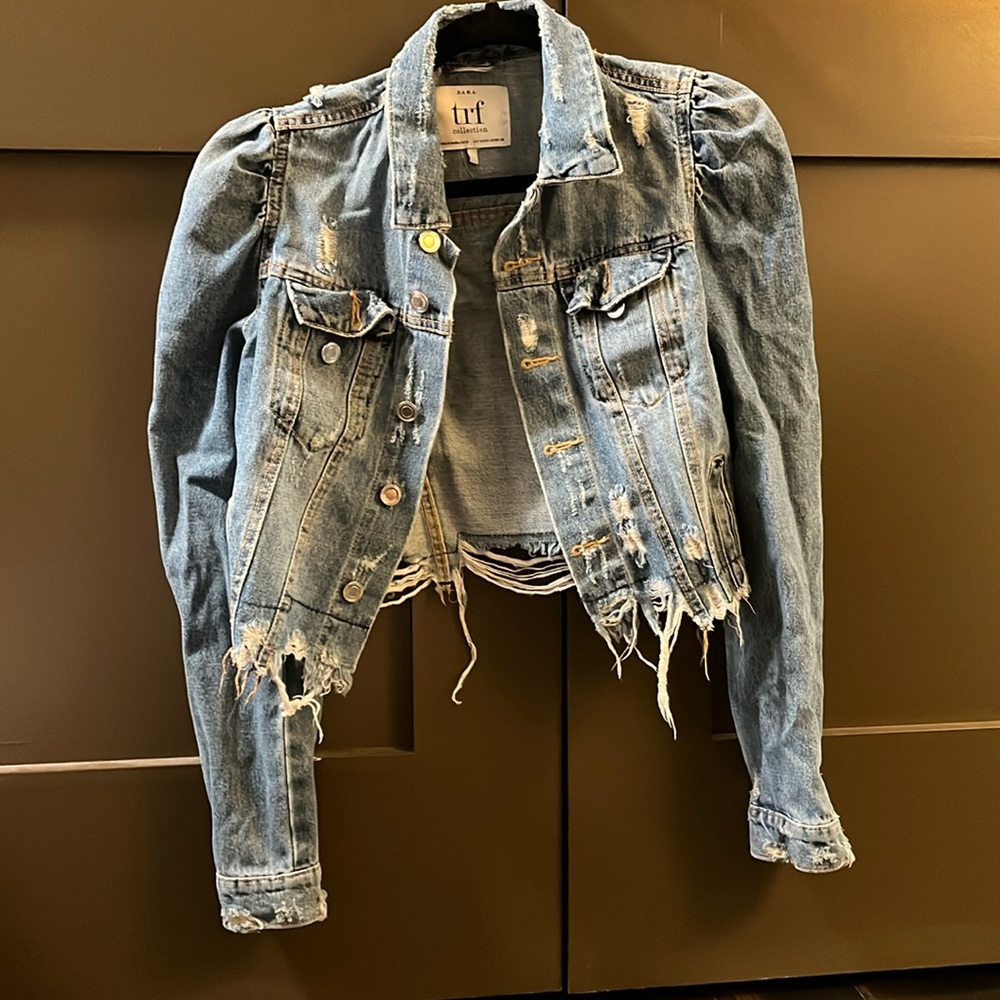 zara cropped jean jacked
